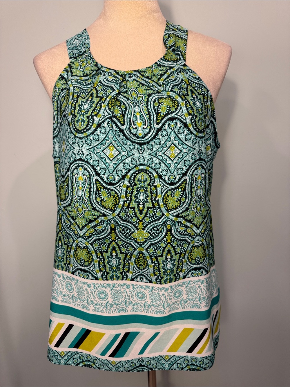Ann Taylor  Sleeveless Printed Halter Top - Green Paisley Size 12